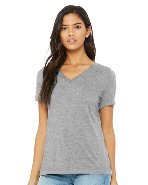 Women's Relaxed Heather CVC V-Neck Tee 6405CVC